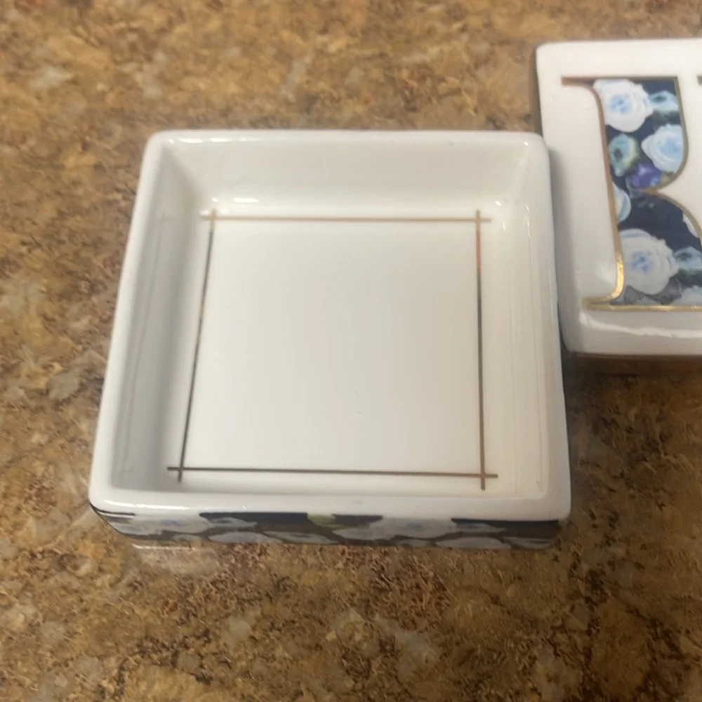 Anthropologie Monogram Lidded Jewelry Box